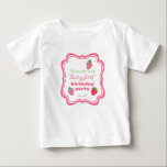 Strawberries Girl's Berry First Birthday Party Baby T-Shirt<br><div class="desc">Sweet strawberries girl's "Berry First Birthday Party"  design featuring a bracket frame with strawberrie .</div>