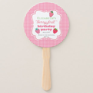 Strawberries Girl's Berry First Birthday Party Hand Fan