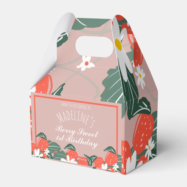 Strawberries Hand Drawn Botanical Birthday    Favour Box (Front Side)