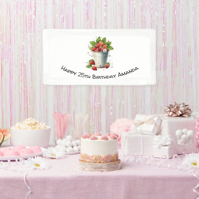 Strawberries in a Bucket Birthday Banner (Party)