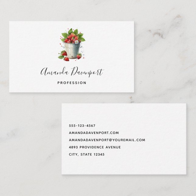 Strawberries in a Bucket Business Card (Front/Back)