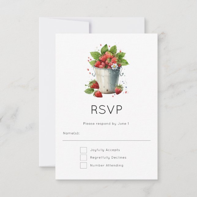 Strawberries in a Bucket RSVP Card (Front)