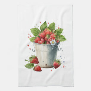 Strawberries in a Bucket Tea Towel