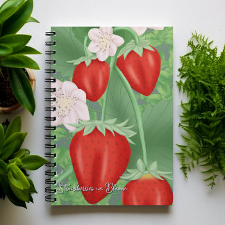 Strawberries in Bloom – Customisable front text Notebook