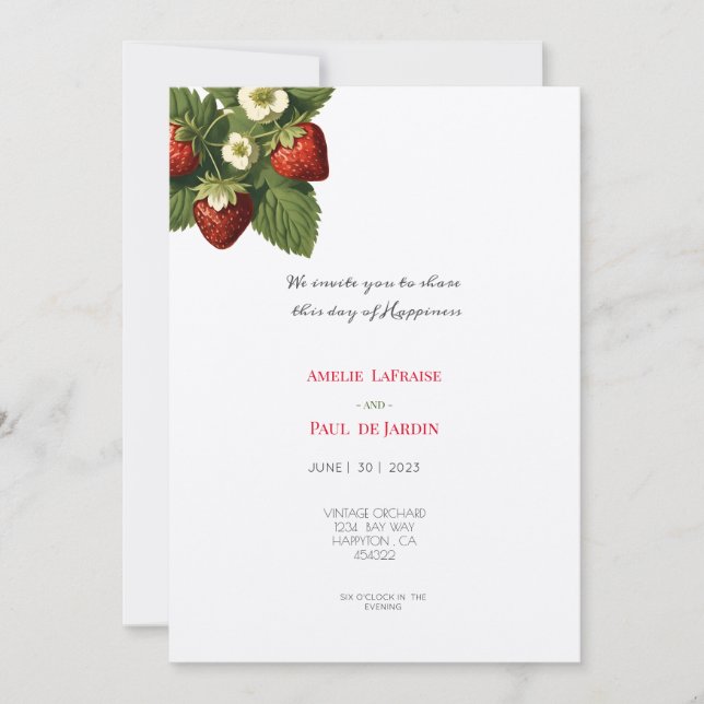  Strawberries in Kraft   - Wedding Invitation (Front)