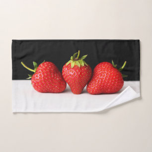 Strawberries On Black Over White btcn Bath Towel Set