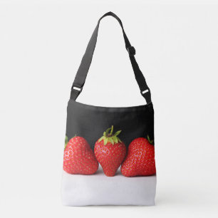 Strawberries On Black Over White cbbcn Crossbody Bag