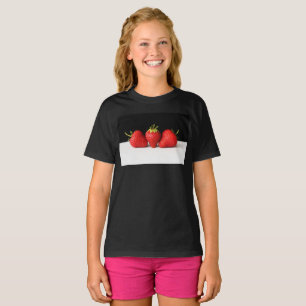Strawberries On Black Over White gccna T-Shirt