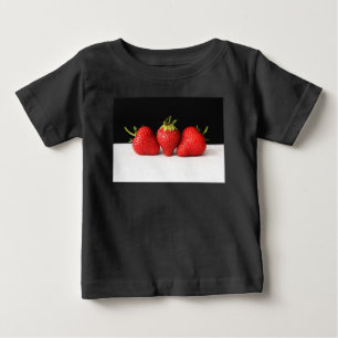 Strawberries On Black Over White iccna Baby T-Shirt