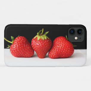 Strawberries On Black Over White iphcnm iPhone 11 Case
