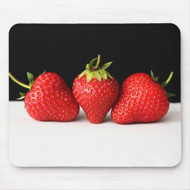 Strawberries On Black Over White mpcna Mouse Pad (Front)