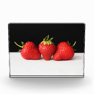 Strawberries On Black Over White pbcna Photo Block