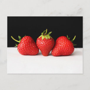 Strawberries On Black Over White pccnm Postcard