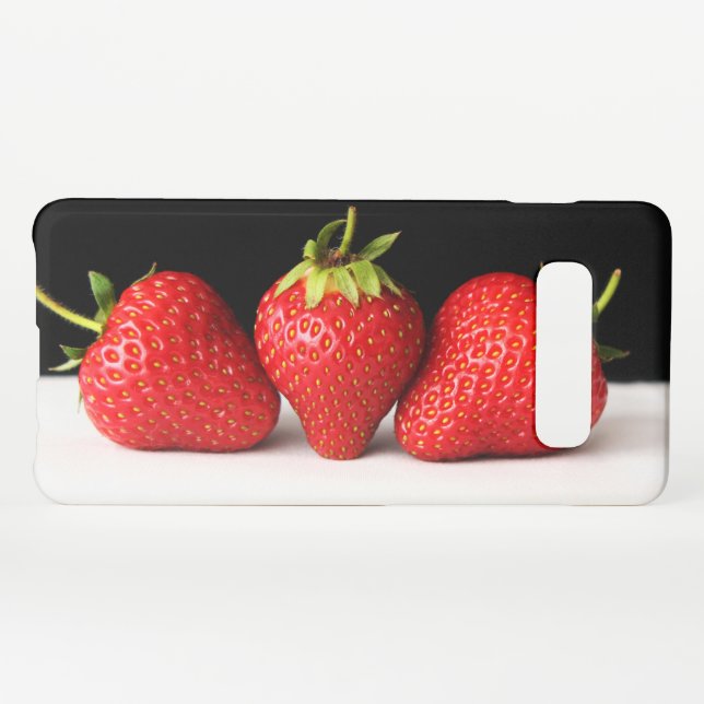 Strawberries On Black Over White sgcnm Samsung Galaxy Case (Back Horizontal)
