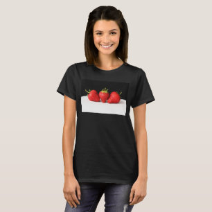 Strawberries On Black Over White wccna T-Shirt