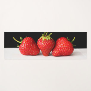 Strawberries On Black Over White ymcna Yoga Mat