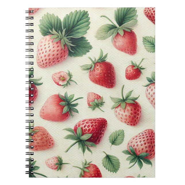 Strawberries on Cream Watercolor Berries Notebook (Front)