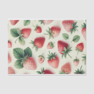 Strawberries on Cream Watercolor Berries Tissue Paper
