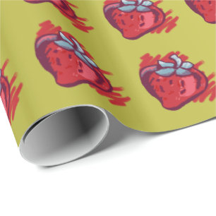 Strawberries On Gold Craft Items Wrapping Paper