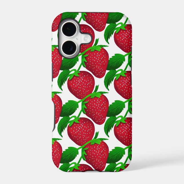 Strawberries on White Background Pattern   (Back)