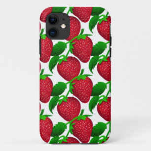 Strawberries on White Background Pattern   iPhone 11 Case