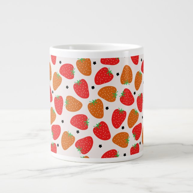 Strawberries on white large coffee mug (Front)