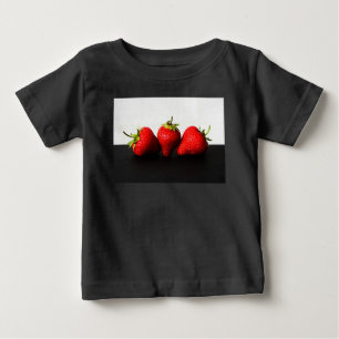 Strawberries On White Over Black Baby cn T-Shirt