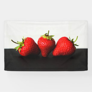 Strawberries On White Over Black bnrcn Banner