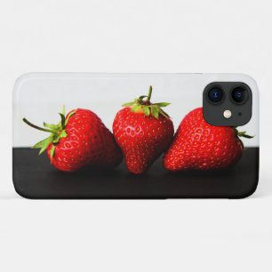 Strawberries On White Over Black iphcn iPhone 11 Case