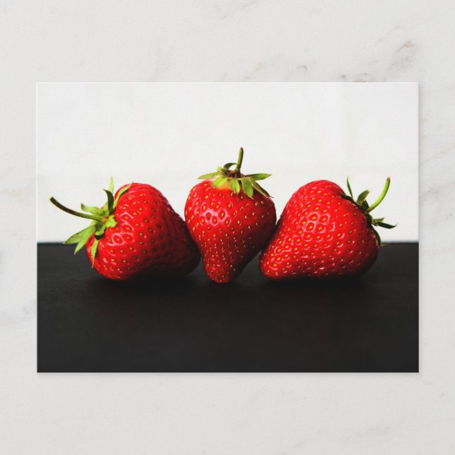 Strawberries On White Over Black pc arc2 Postcard (Front)