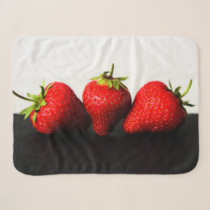 Strawberries On White Over Black sbcn Sherpa Blanket