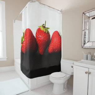 Strawberries On White Over Black sccn Shower Curtain