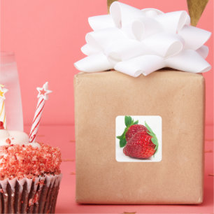 Strawberries on white square sticker