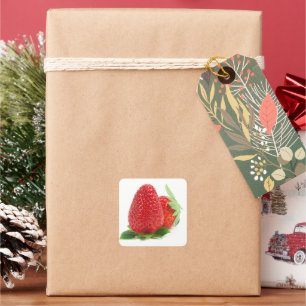 Strawberries on white square sticker