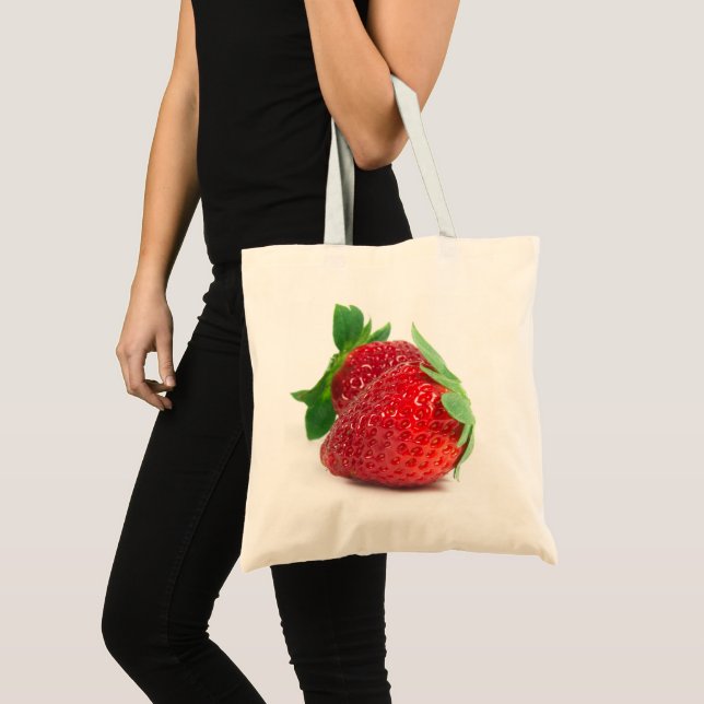 Strawberries on white tote bag (Front (Product))