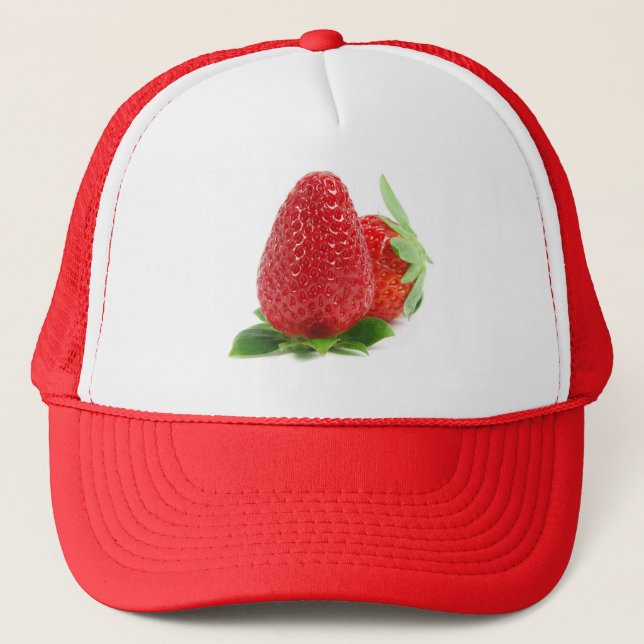 Strawberries on white trucker hat (Front)