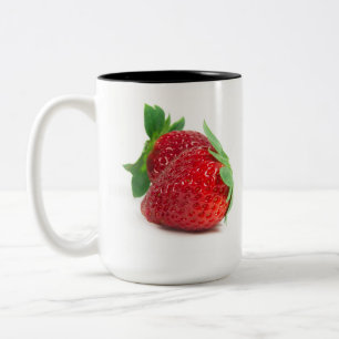 Strawberries on white Two-Tone coffee mug