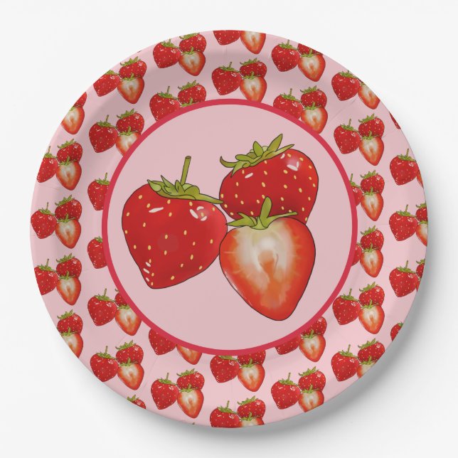 strawberries paper plate (Front)