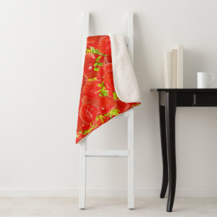 Strawberries Pattern Sherpa Blanket