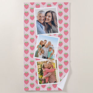 Strawberries Photo Collage  Beach Towel