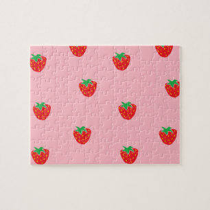 Strawberries Pink Jigsaw Puzzle
