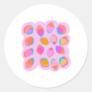Strawberries Pink Sticker 