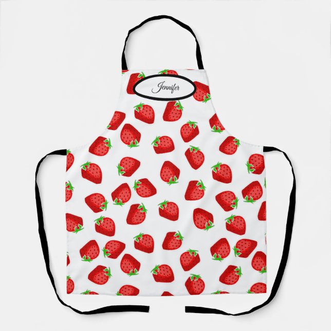Strawberries Plump Fresh Red Sweet Personalised Apron (Front)