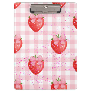 strawberries red and pink bows clipboard