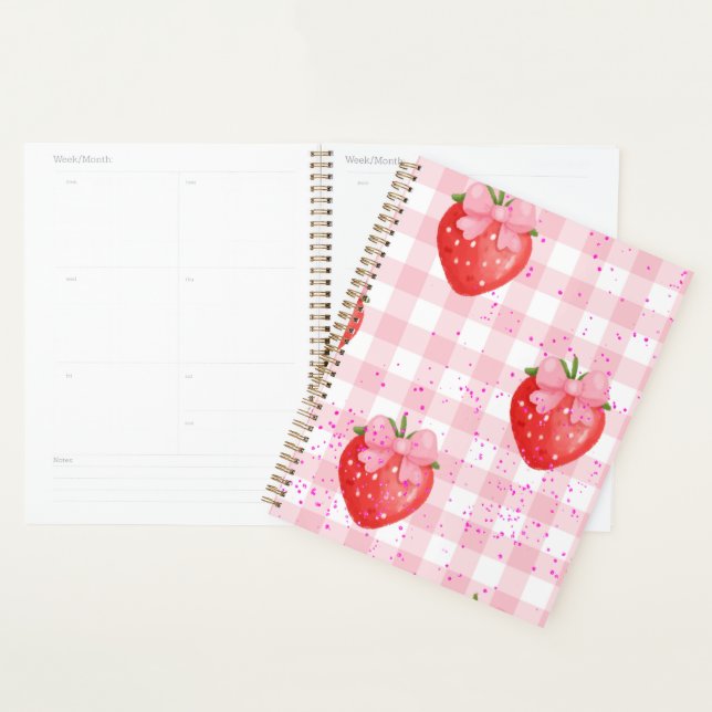 strawberries red and pink bows planner (Display)