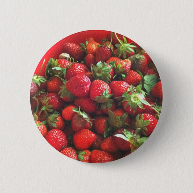 Strawberries red fruit photo 6 cm round badge (Front)