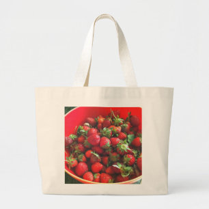 Strawberries red fruit photo large tote bag