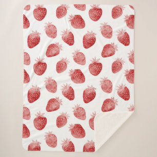 Strawberries Red White Dots Sherpa Blanket