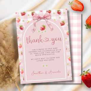 Strawberries Ribbon Berry Sweet Baby Shower Thank You Card
