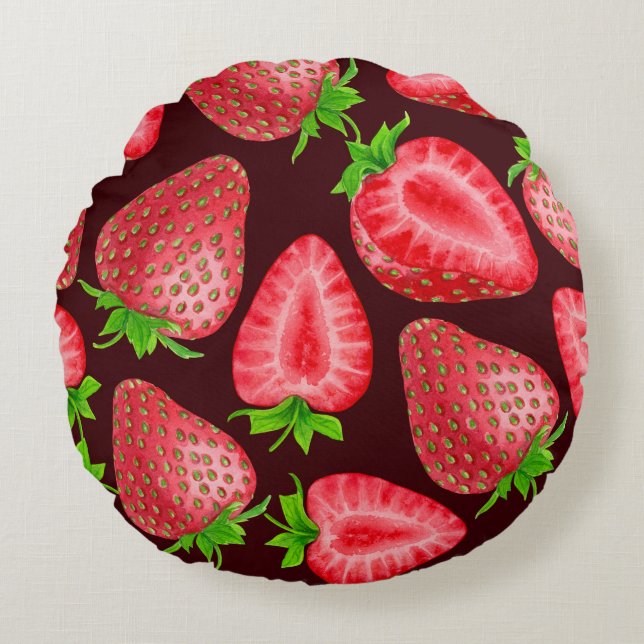 Strawberries Round Cushion (Front)